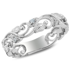 1/10 Carat (ctw I2-I3) Accent Diamond Filigree Ring Band in Sterling Silver product